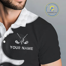 Load image into Gallery viewer, Custom Mens Golf Polo Shirt Purple Black Gradient, Personalized Name Golf Shirt, Gift For Golfer NHT828