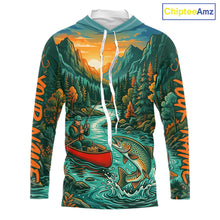 Load image into Gallery viewer, Trout Fishing 3D Long Sleeve Hooded Shirt Mountain River Landscape Fishing Apparel For Men 