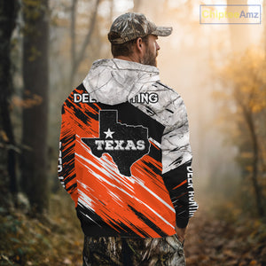 Deer Hunting Shirt 3D All Over Print Orange Black Gray Camo Deer With TX Flag Season NHT64