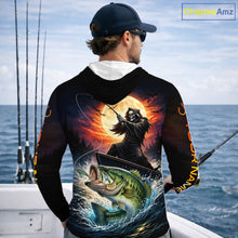 Load image into Gallery viewer, Personalized Fish Reaper Fishing Shirts Jerseys, Fish Reaper Sunset Bass Fishing Shirts Long Sleeve Hooded NHT829