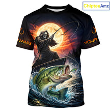 Load image into Gallery viewer, Personalized Fish Reaper Fishing Shirts Jerseys, Fish Reaper Sunset Bass Fishing Shirts T - Shirt NHT829