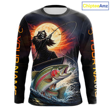 Load image into Gallery viewer, Personalized Fish Reaper Fishing Jerseys, Fish Reaper Sunset Rainbow Trout Fishing Shirts Long Sleeve NHT832
