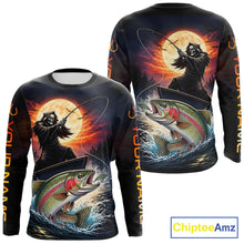 Load image into Gallery viewer, Personalized Fish Reaper Fishing Jerseys, Fish Reaper Sunset Rainbow Trout Fishing Shirts Long Sleeve NHT832