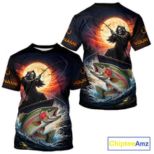 Load image into Gallery viewer, Personalized Fish Reaper Fishing Jerseys, Fish Reaper Sunset Rainbow Trout Fishing Shirts T - Shirt NHT832