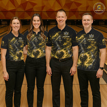 Load image into Gallery viewer, Custom Yellow Fire Grim Reaper Bowling Jersey For Womens Bowling Team Shirts Polo &amp; 1/4 Zip NHT1148