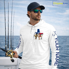 Load image into Gallery viewer, Texas Slam Funny Fishing Redfish, Trout, Flounder Fishing Shirts Long Sleeve Hooded For Men| White NHT843