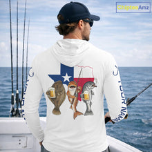 Load image into Gallery viewer, Texas Slam Funny Fishing Redfish, Trout, Flounder Fishing Shirts Long Sleeve Hooded For Men| White NHT843