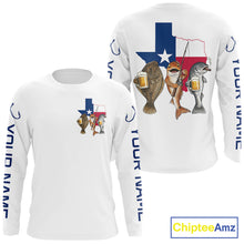 Load image into Gallery viewer, Texas Slam Funny Fishing Redfish, Trout, Flounder Fishing Shirts Long Sleeve For Men| White NHT843