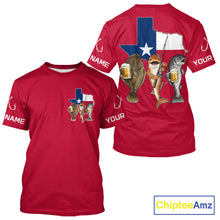 Load image into Gallery viewer, Texas Slam Funny Fishing Redfish, Trout, Flounder Fishing Shirts T - Shirt For Men| Red NHT844