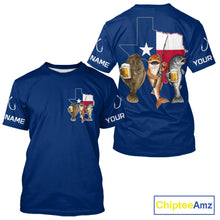 Load image into Gallery viewer, Texas Slam Funny Fishing Redfish, Trout, Flounder Fishing Shirts T - Shirt For Men| Blue Navy NHT845