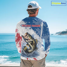 Load image into Gallery viewer, Custom Patriotic American Flag Bass Fishing Shirts Long Sleeve, Fishing Tournament Jerseys NHT435
