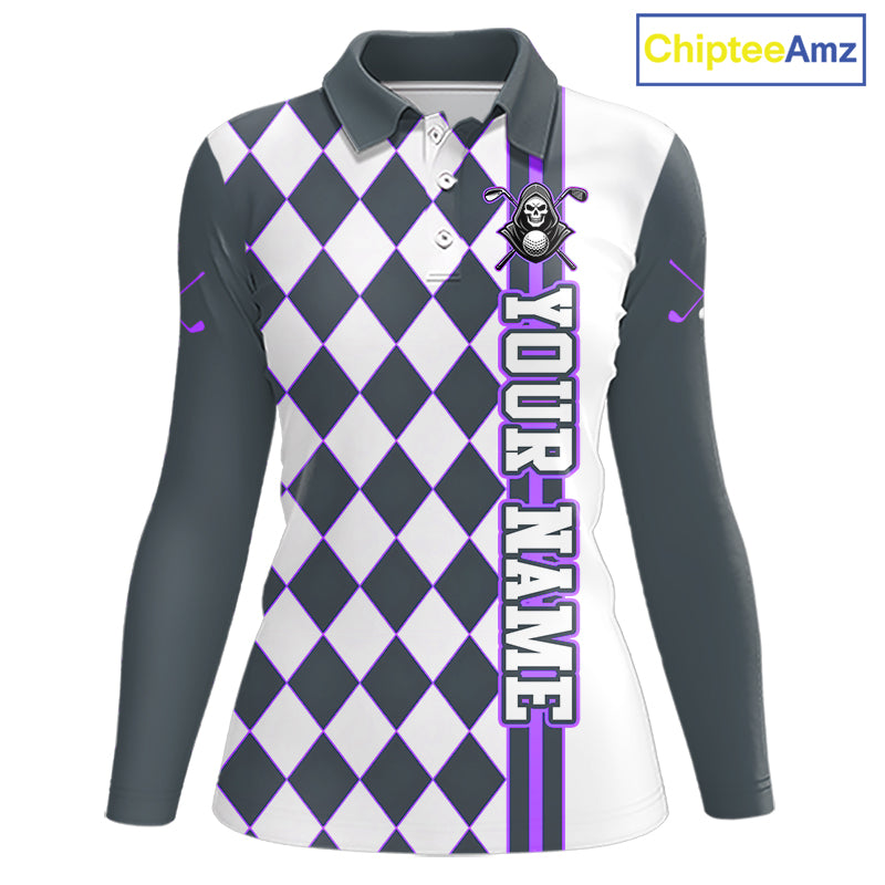 Long-sleeve shirt with checkered pattern and skull design on a white background, branded 'ChipteeAmz'.