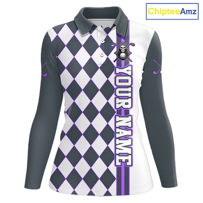 Long-sleeve shirt with checkered pattern and skull design on a white background, branded 'ChipteeAmz'.