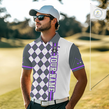 Personalized Skeleton Golf Polo Shirt For Mens - Funny Grim Reaper Golf Team Polo|Purple NHT1154