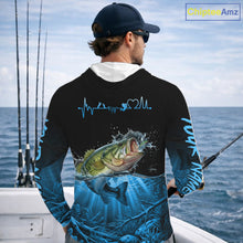 Load image into Gallery viewer, Largemouth Bass Fishing Shirt Long Sleeve Hooded For Tournament – Angler Gift For Men Dad| Blue NHT849