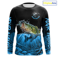 Load image into Gallery viewer, Largemouth Bass Fishing Shirt Long Sleeve For Tournament – Angler Gift For Men Dad| Blue NHT849