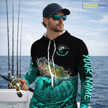 Load image into Gallery viewer, Largemouth Bass Fishing Shirt Long Sleeve Hooded For Tournament – Angler Gift For Men Dad| Turquoise NHT850