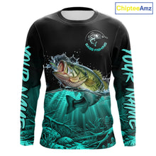 Load image into Gallery viewer, Largemouth Bass Fishing Shirt Long Sleeve For Tournament – Angler Gift For Men Dad| Turquoise NHT850