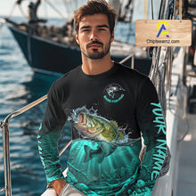 Load image into Gallery viewer, Largemouth Bass Fishing Shirt Long Sleeve For Tournament – Angler Gift For Men Dad| Turquoise NHT850