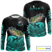 Load image into Gallery viewer, Largemouth Bass Fishing Shirt Long Sleeve For Tournament – Angler Gift For Men Dad| Turquoise NHT850