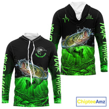 Load image into Gallery viewer, Largemouth Bass Fishing Shirt Long Sleeve Hooded For Tournament – Angler Gift For Men Dad| Green NHT851