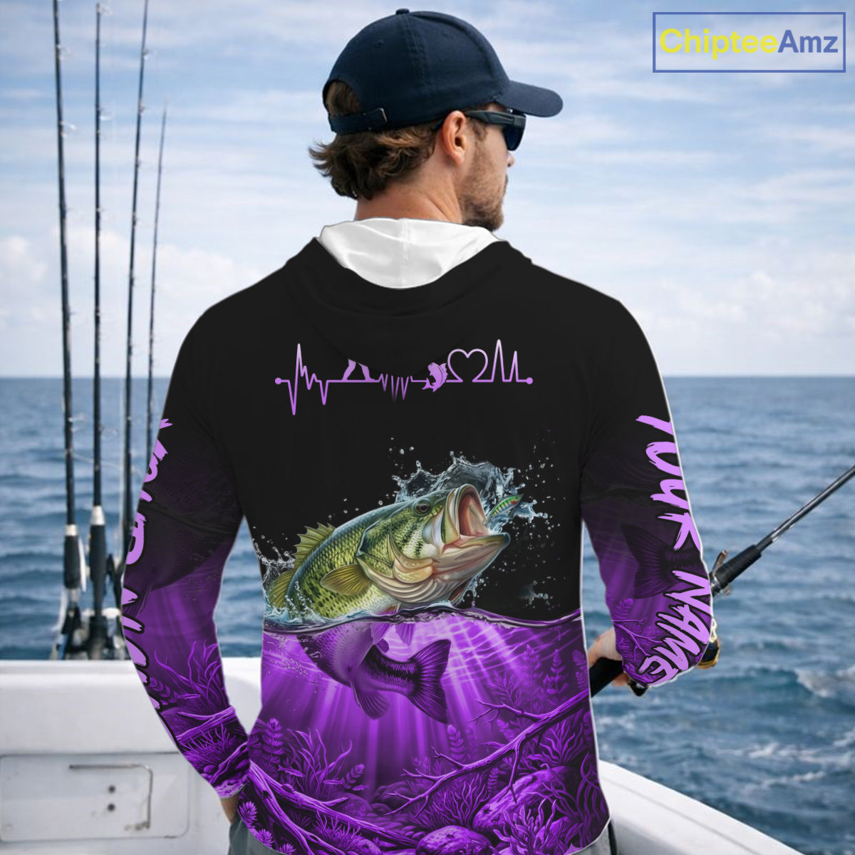 Largemouth Bass Fishing Shirt Long Sleeve Hooded For Tournament – Angler Gift For Men Dad| Purple NHT852