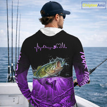 Load image into Gallery viewer, Largemouth Bass Fishing Shirt Long Sleeve Hooded For Tournament – Angler Gift For Men Dad| Purple NHT852