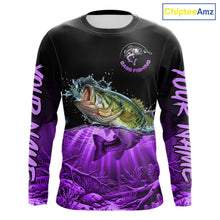 Load image into Gallery viewer, Largemouth Bass Fishing Shirt Long Sleeve For Tournament – Angler Gift For Men Dad| Purple NHT852