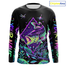 Load image into Gallery viewer, Neon Bass Fishing Shirts Long Sleeve  – Largemouth Bass Galaxy Glow Graphic Gift For Men Dad  NHT853
