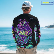 Load image into Gallery viewer, Neon Bass Fishing Shirts Long Sleeve  – Largemouth Bass Galaxy Glow Graphic Gift For Men Dad  NHT853