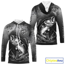 Load image into Gallery viewer, Gray Camo Bass Fishing Custom Long Sleeve Tournament Fishing Shirts, Fishing Shirt For Men NHT442