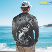 Load image into Gallery viewer, Gray Camo Bass Fishing Custom Long Sleeve Tournament Fishing Shirts, Fishing Shirt For Men NHT442