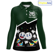 Load image into Gallery viewer, Custom Green And Black Womens Golf Polo Shirt, Custom Golf Balls Team Jerseys NHT865