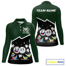 Load image into Gallery viewer, Custom Green And Black Womens Golf Polo Shirt, Custom Golf Balls Team Jerseys NHT865