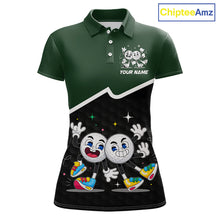 Load image into Gallery viewer, Custom Green And Black Womens Golf Polo Shirt, Custom Golf Balls Team Jerseys NHT865