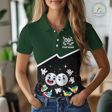 Load image into Gallery viewer, Custom Green And Black Womens Golf Polo Shirt, Custom Golf Balls Team Jerseys NHT865