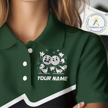 Load image into Gallery viewer, Custom Green And Black Womens Golf Polo Shirt, Custom Golf Balls Team Jerseys NHT865