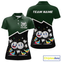 Load image into Gallery viewer, Custom Green And Black Womens Golf Polo Shirt, Custom Golf Balls Team Jerseys NHT865