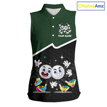 Load image into Gallery viewer, Custom Green And Black Sleeveless Womens Golf Polo Shirt, Custom Golf Balls Team Jerseys NHT865