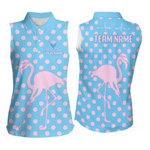 Load image into Gallery viewer, Women's Sleeveless Flamingo Golf Polo Shirt – Personalized Pink Flamingo Golf Jersey With Custom Name