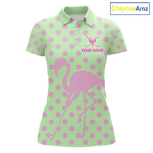 Load image into Gallery viewer, Women's Flamingo Golf Polo Shirt – Personalized Pink Flamingo Golf Jersey With Custom Name