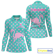 Load image into Gallery viewer, Women's Flamingo Golf Polo Shirt – Personalized Pink Flamingo Golf Jersey With Custom Name