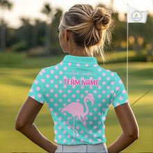 Load image into Gallery viewer, Women's Flamingo Golf Polo Shirt – Personalized Pink Flamingo Golf Jersey With Custom Name
