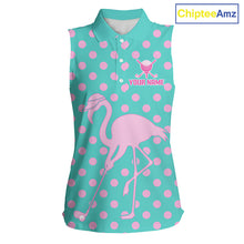 Load image into Gallery viewer, Women's Sleeveless Flamingo Golf Polo Shirt – Personalized Pink Flamingo Golf Jersey With Custom Name