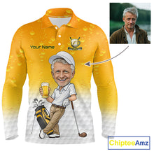 Load image into Gallery viewer, Personalized Beer Style Funny Mens Golf Polo Shirt Gift For Father Day – Custom Face Portrait Cartoon Design NHT666