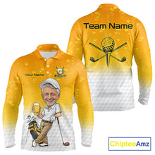 Load image into Gallery viewer, Personalized Beer Style Funny Mens Golf Polo Shirt Gift For Father Day – Custom Face Portrait Cartoon Design NHT666