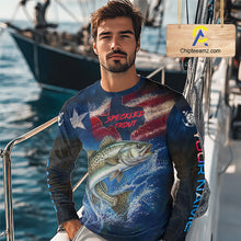 Load image into Gallery viewer, Texas Flag Speckled Trout Long Sleeve Fishing Jersey, Trout Saltwater Performance UV Shirt For Men 