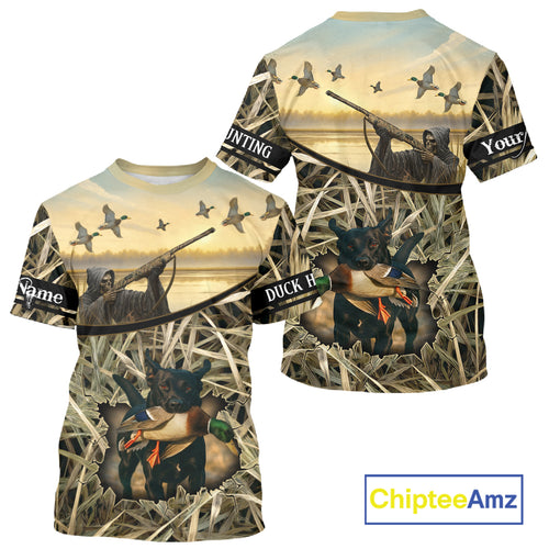 Duck Hunting 3D Waterfowl Camo Grim Reaper Black Labrador Retriever Shirt Hunting Gift NHT202