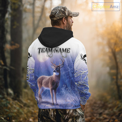 Deer Hunting Winter Hoodie, Long Sleeve Shirt – Personalized Team Name, For Deer Hunters NHT08