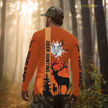 Load image into Gallery viewer, Custom Deer Hunting Shirt Orange 3D All Over Print with Deer Skull &amp; Forest Silhouette NHT33